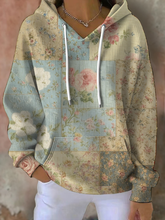 Sweat à capuche imprimé floral pour femmes